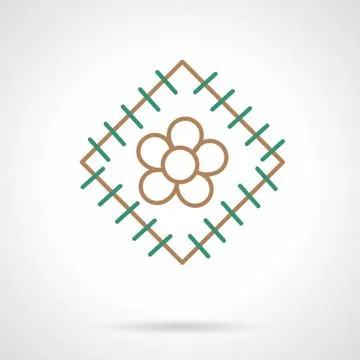 Flat line icon for embroidered patch Stock Illustration