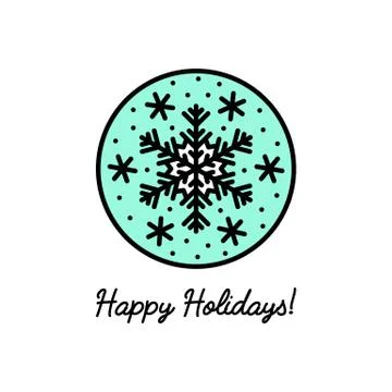 Flat line icon on the New Year's and Christmas Holiday. Frozen snowflakes .on Stock Illustration