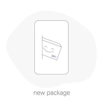 Flat line icon quick delivery service concept, parcel delivery. Happy cute Stock Illustration