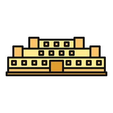 Flat line icon representing a large palace building Ilustración de archivo