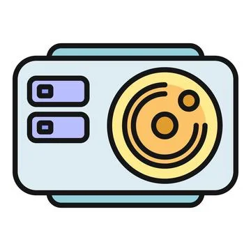 Flat line icon showing digital dash cam recorder Stock Illustration