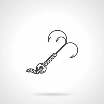 Flat line icon for triple hook Illustrazione stock