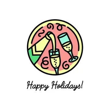 Flat line icon on the winter holidays Stock Illustration