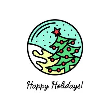 Flat line icon on the winter holidays 스톡 일러스트