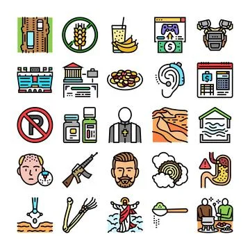 Flat line iconography presenting diverse concepts collection Stock Illustration
