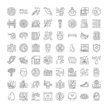 Flat line icons collection for general concepts 库存插图