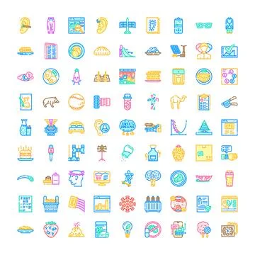 Flat line icons collection with various concepts Illustrazione stock