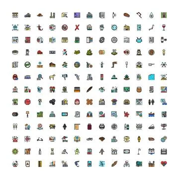 Flat line icons collection for web and mobile apps Stock Illustration