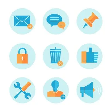 Flat line icons set of website search engine optimization, seo analytics 스톡 일러스트