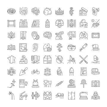 Flat line icons set on white background Illustrazione stock