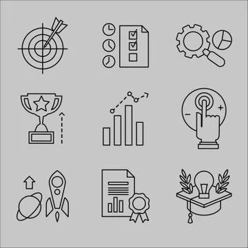 Flat Line Icons for Web Development Stock Illustration