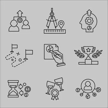 Flat Line Icons for Web Development Stock Illustration