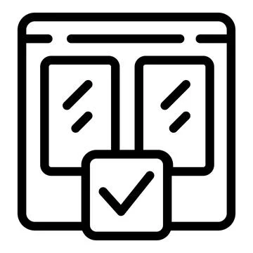 Flat line interface icon web browser verification Stock Illustration
