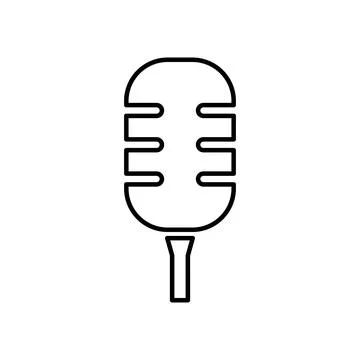 Flat line microphone vector on white background. Mic silhouette. Flat stye .. Stock Illustration
