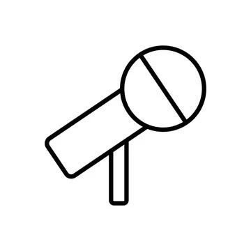 Flat line microphone vector on white background. Mic silhouette. Flat stye .. Stock Illustration