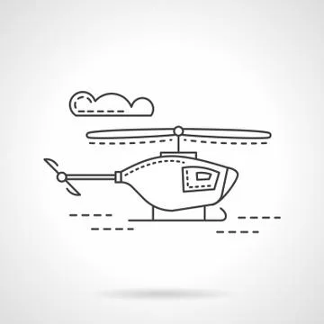 Flat line military copter vector icon Stock Illustration