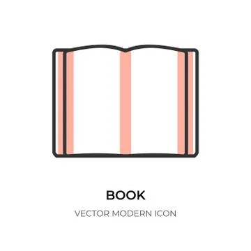Flat line open book icon logo sign library vector Stock Illustration