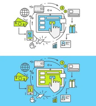 Flat Line Pay Per Click Stock Illustration
