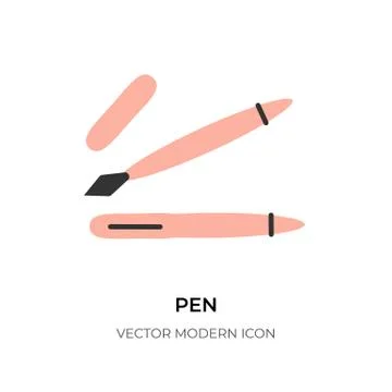 Flat line pen icon logo digital sign tool vector Stock Illustration