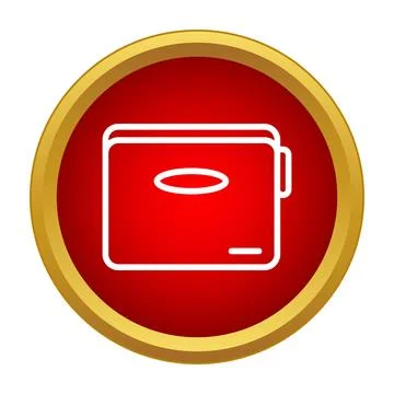 Flat line recorder icon red golden circle Stock Illustration
