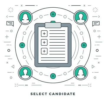 Flat line Select Candidate or Employee Search Vector illustration. イラスト素材