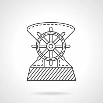 Flat line ship helm vector icon Stock Illustration