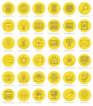 Flat line simple icons set. Thin linear stroke vector Essentials objects sy.. 스톡 일러스트