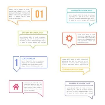 Flat Line Speech Bubbles 库存插图