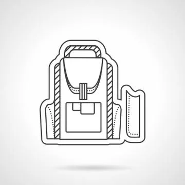 Flat line style school backpack vector icon Stock Illustration