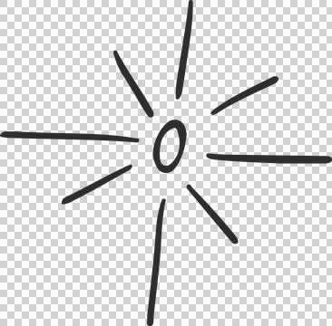 Flat line sun icon is being shown on transparent background, with central oval 스톡 일러스트