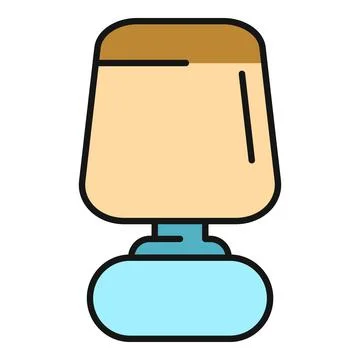 Flat line table lamp icon on white background 스톡 일러스트