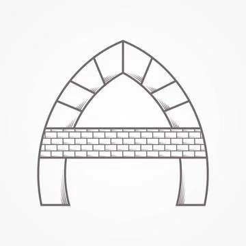 Flat line vector icon for arch Flat line gray vector icon for lancet arch ... Stock Photos