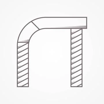 Flat line vector icon for arch Flat black line vector icon for arch with o... Fotos de archivo