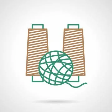 Flat line vector icon for handmade Flat color vector icon for brown thread... 写真素材