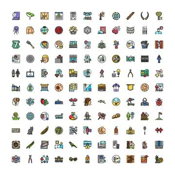 Flat line vector icons covering various concepts and industries イラスト素材