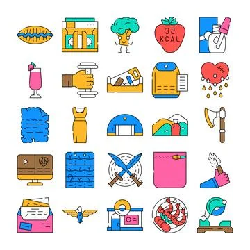 Flat line vector icons exploring diverse concepts Illustrazione stock
