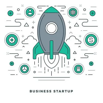 Flat line Vector illustration. Modern thin linear stroke icons. Illustrazione stock
