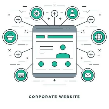Flat line Vector illustration. Modern thin linear stroke icons. Stock Illustration
