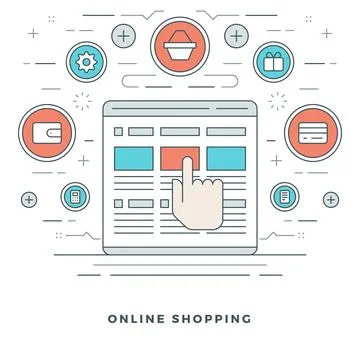 Flat line Vector illustration. Modern thin linear stroke icons. Stock Illustration