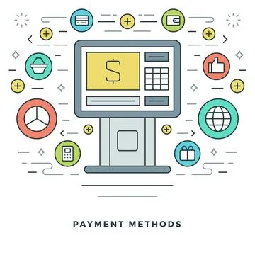 Flat line Vector illustration. Modern thin linear stroke icons. Illustrazione stock