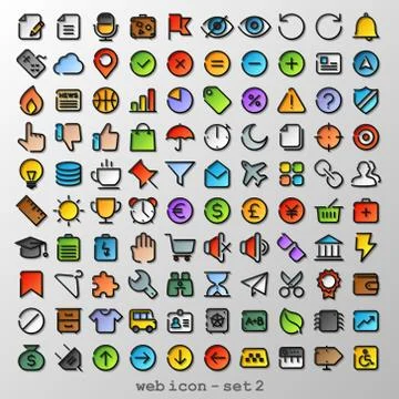 Flat line web icon - set Stock Illustration