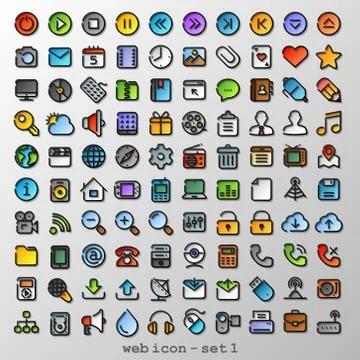 Flat line web icon - set Illustrazione stock