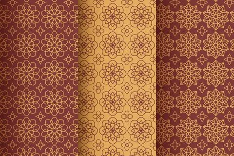 Flat linear arabic pattern collection 스톡 일러스트