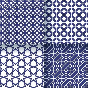 Flat linear arabic pattern collection 스톡 일러스트