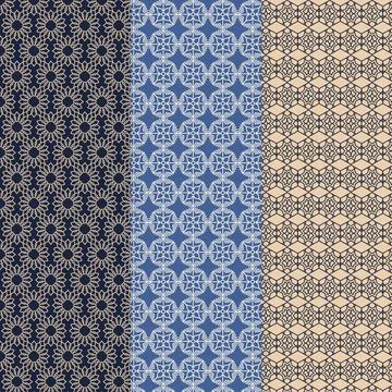 Flat linear arabic pattern collection Illustrazione stock