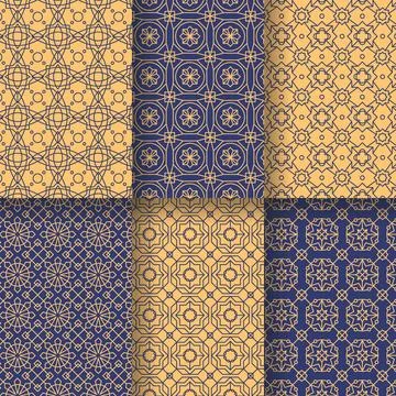 Flat linear arabic pattern collection 스톡 일러스트