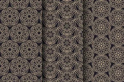 Flat linear arabic pattern collection Illustrazione stock