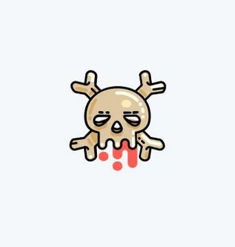 Flat linear bloody skull Stock Illustration