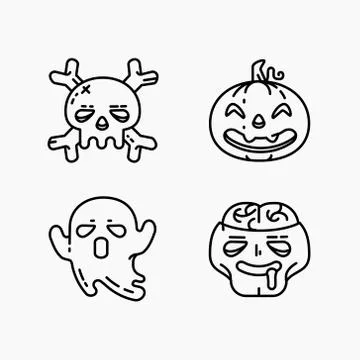 Flat linear Halloween icons set Stock Illustration
