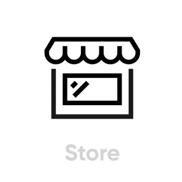 Flat linear icon store isolated on white. Editable Vector Outline. Concept Stock Illustration